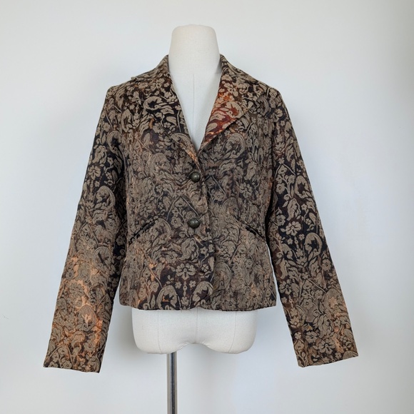 Snazzle Brocade Blazer Floral Long Sleeve Jacquard Damask - Picture 9 of 10